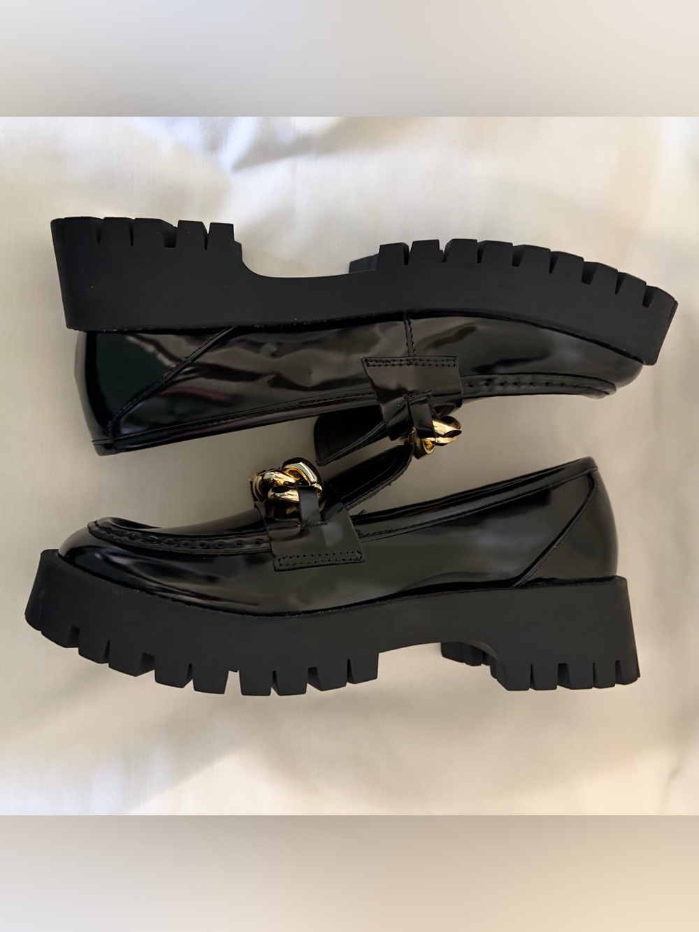 Black Guess Patent Leather Loafers